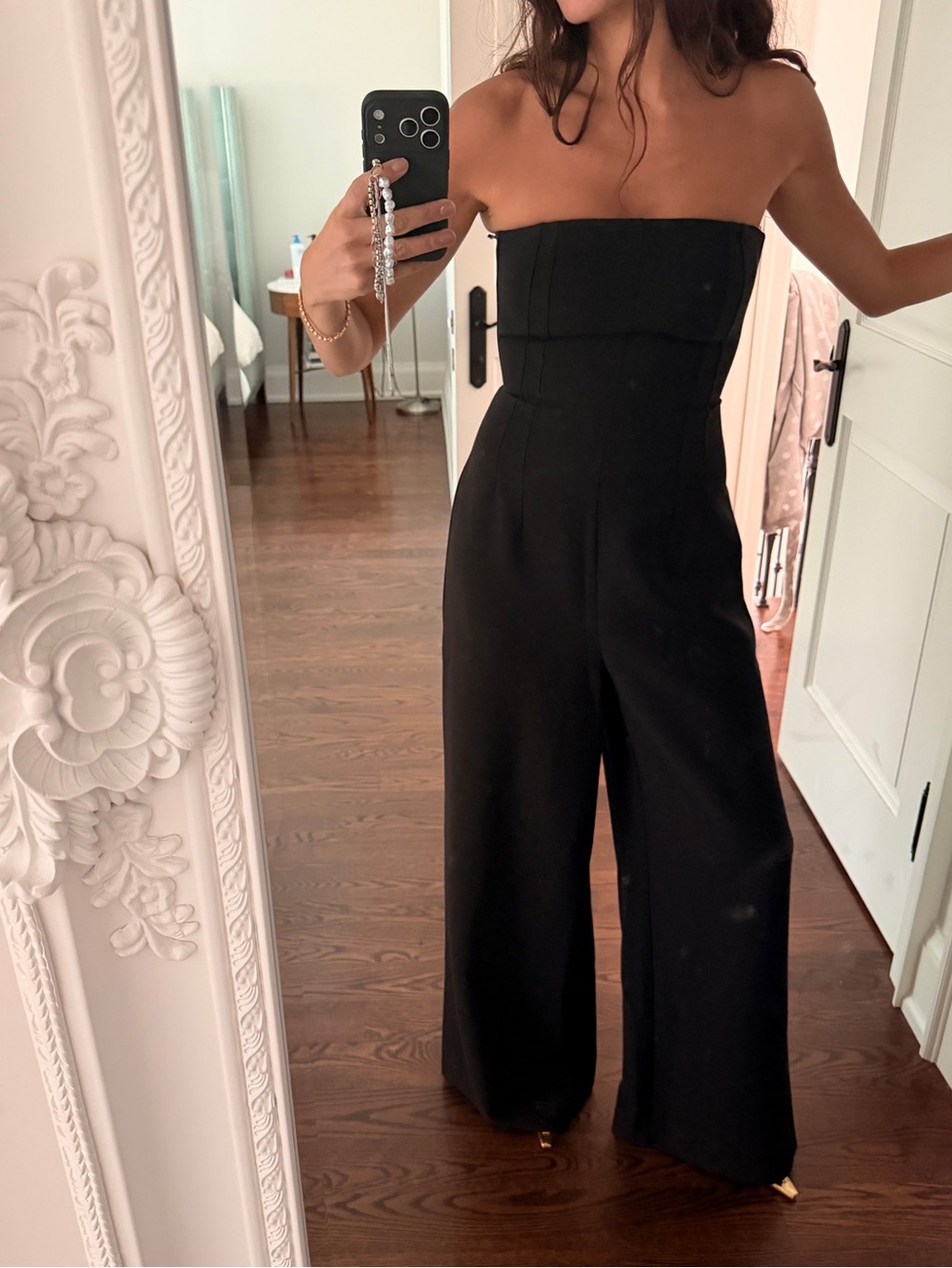 H&M Edition Strapless Wide-Leg Jumpsuit in Black